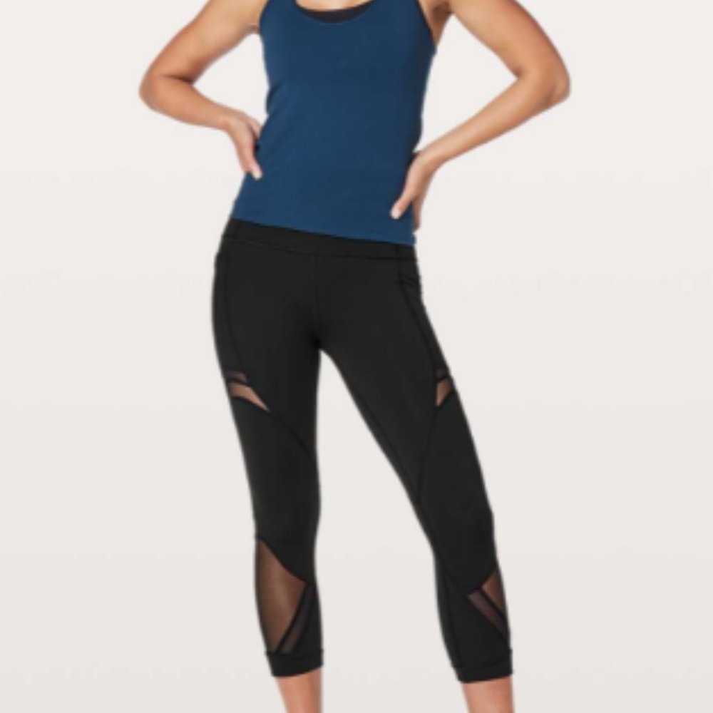 Lululemon Forget The Sweat Crop *21" Black Leggings Size 8